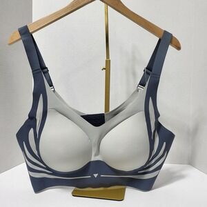 LushFitting 6XL Full Coverage Support Sports Bra Blue Gray Padded Wirefree